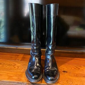 PRADA Vintage Black Cowboy/ Riding Leather Boot Women Size 37 Preowned Beautiful